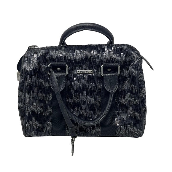 Miss Me Handbags - Miss Me Y2K Black Silver Handbag Shiny Bowler Satchel Lock Key Charms GUC 2000s